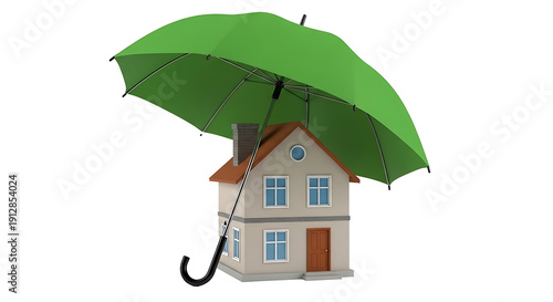 Green Umbrella Protecting Small House protection insurance