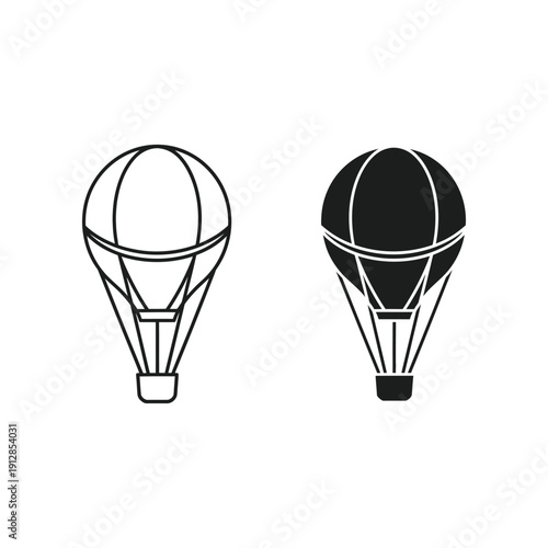 Two contrasting hot air balloons floating in the sky with different color schemes