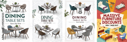 Stylish dining table sets with elegant settings, perfect for any home decor.