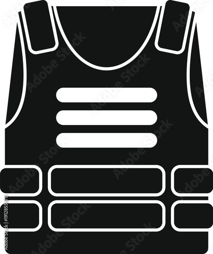 Bulletproof tactical vest icon providing protection illustration