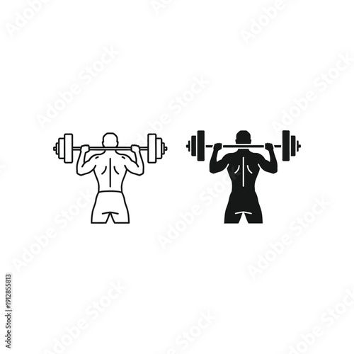 Two individuals performing barbell overhead press exercises in a gym setting