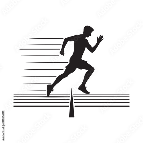 runner finishing line vector silhouette clip art logo design illustration. abstract runner icon set collection