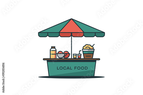 Local food stall offers various refreshments and snacks.