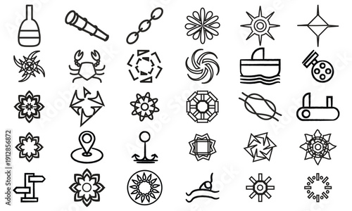 Geometric Spirals Line Art Editable, Resizable, Mandala Designs