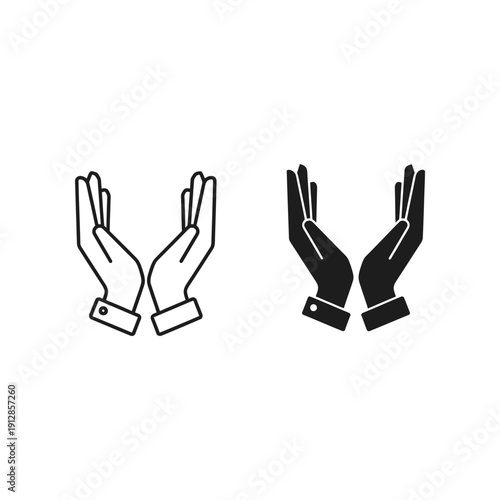 Two distinct hand gestures with palms facing outward and fingers spread apart