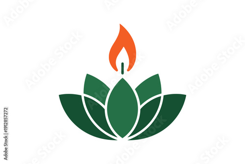 Lotus flower with a flame represents spirituality and inner peace.
