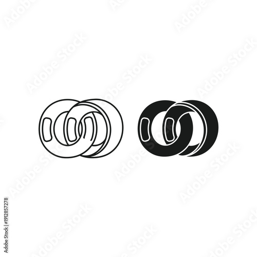 Abstract geometric shapes composed of overlapping circles and ellipses in black and white