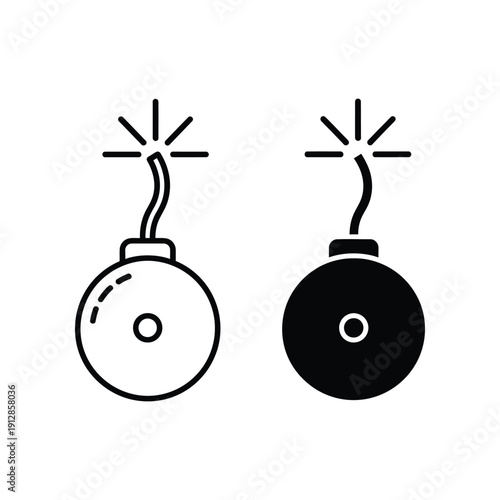 Two hanging bombs with lit fuses in a side-by-side comparison