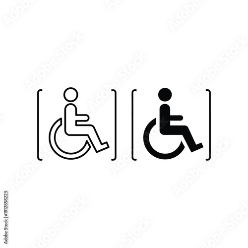 Black and white symbols for disabled and wheelchair accessibility restrooms