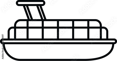 Pontoon boat line icon for summer vacation and water transport