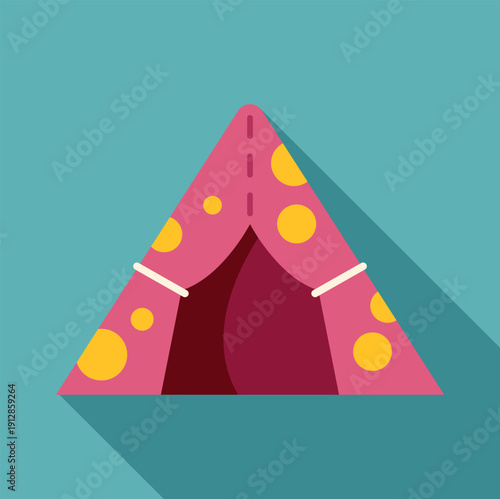 Pink polka dot play tent for children on a blue background