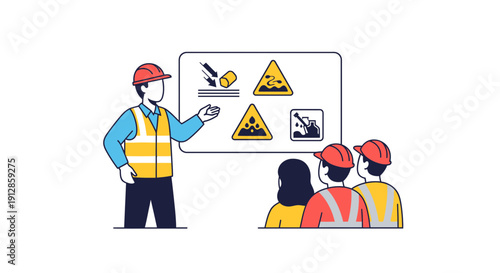 Construction Safety Training: Instructor Explains Hazard Signs to Workers
