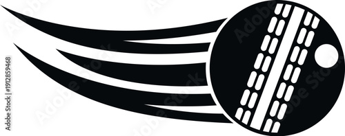 Cricket ball icon flying representing active sport with dynamic speed and motion