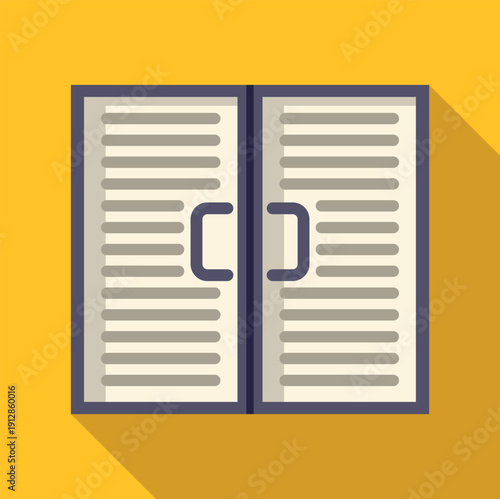 Double doors with louvered panels showing a closed entrance in flat design