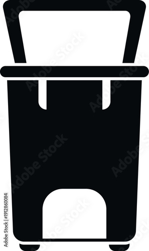 Trash can silhouette on a white background, symbolizing garbage disposal and recycling