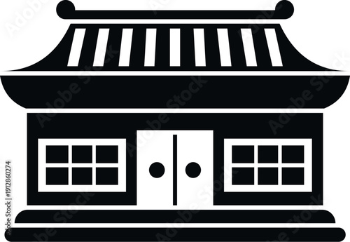Traditional asian architecture icon representing a temple or shrine building