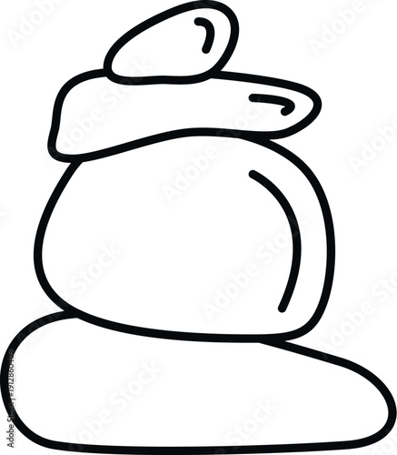 Stacked balancing stones line art representing zen, harmony, and meditation