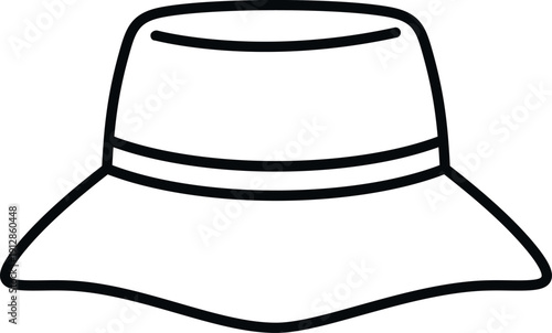 Black and white line drawing of a bucket hat accessory