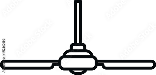 Outline drawing depicting a ceiling fan providing home cooling and airflow