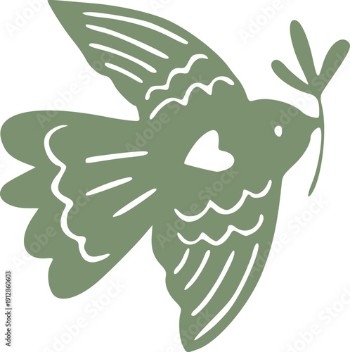 First Holy Communion Aesthetic Dove With Olive Branch Illustration