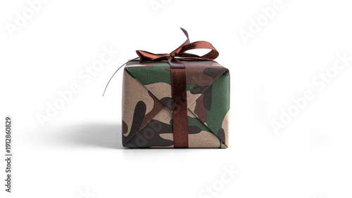 Fotografie Camouflage gift box isolated. . High quality photo