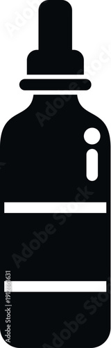 Dropper bottle containing essential oil or medical serum, a vector icon for health and beauty
