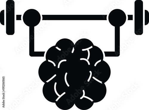 Brain icon lifting a barbell, representing mental training and developing intellect