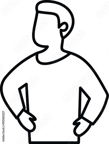 Person standing with hands on hips, expressing confidence and pride