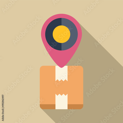 Parcel box with a location pin above, symbolizing shipping and delivery tracking