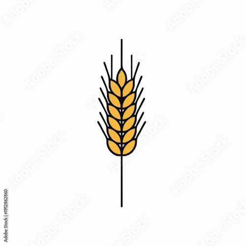 Isolated Golden Wheat Stalk on White Background Minimalist Agricultural Symbol for Grain and Harvest