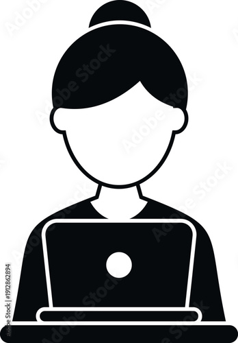 Woman user working on a laptop computer, representing business and technology