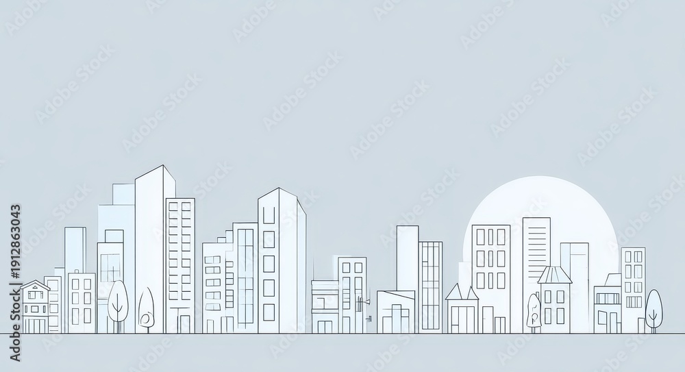 Obraz premium vector flat illustration of simple city buildings