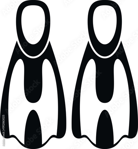 Pair of black swim fins or flippers on a white background