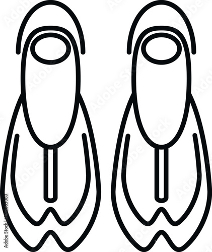 Pair of outline flippers for underwater activity and aquatic sports