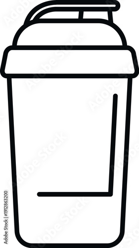 Outline drawing of a portable shaker bottle, ideal for mixing supplements and protein shakes