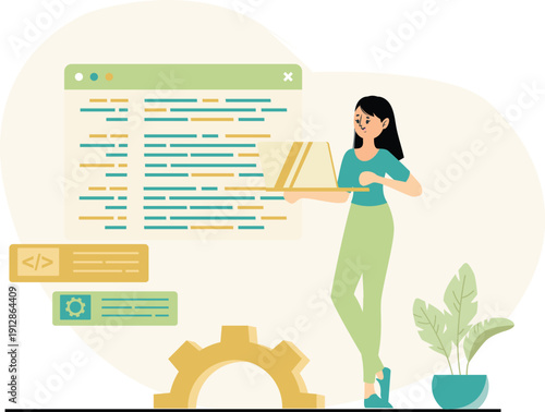 Modern Software Development and Web Engineering Illustration Set