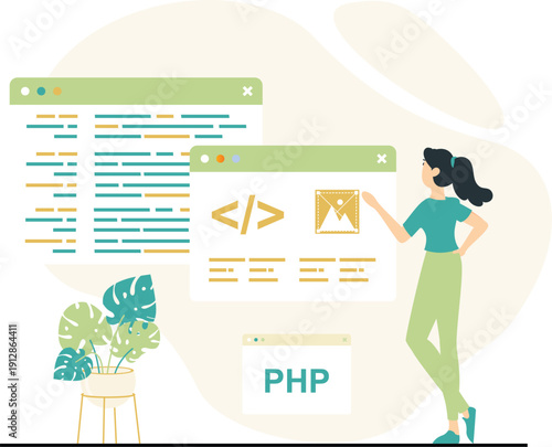 Modern Software Development and Web Engineering Illustration Set