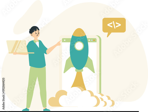 Modern Software Development and Web Engineering Illustration Set