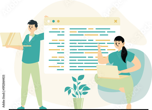 Modern Software Development and Web Engineering Illustration Set