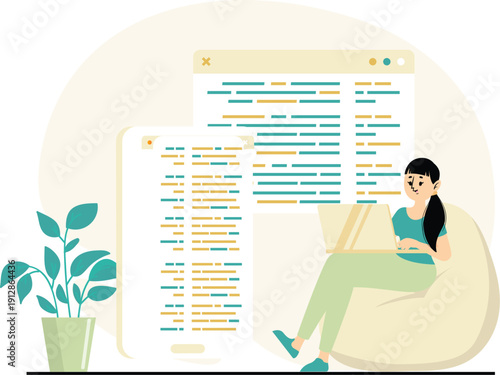 Modern Software Development and Web Engineering Illustration Set