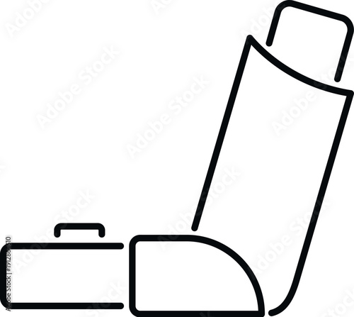 Inhaler delivering medication for respiratory treatment, showing health and breathing support symbol