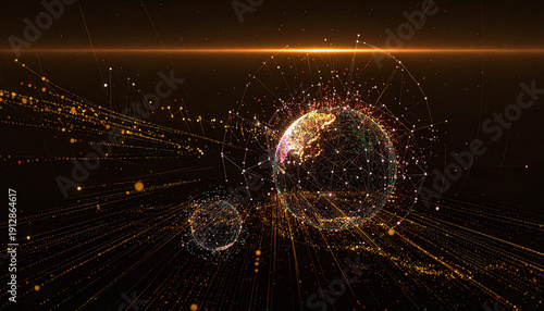 Digital Earth nodes glow with ethereal light in a network cinematic illustration