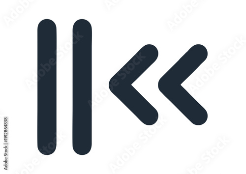 Rewind symbol on a simple background illustrating media control and playback function