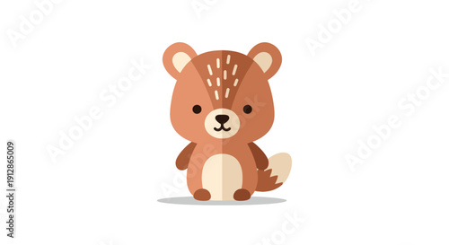 Cute cartoon animal sitting with big eyes and bushy tail.