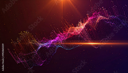 Elegant data stream flows with cinematic lighting on dark background abstract style