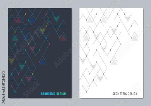 Abstract covers and brochures with geometric backgrounds of polygon shape patterns