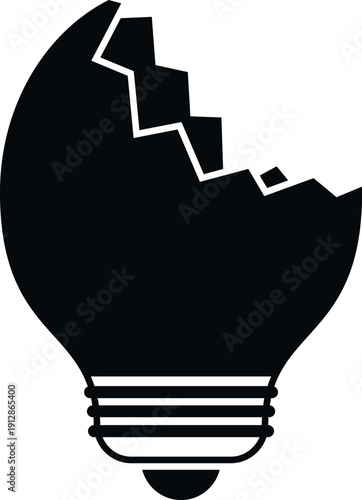 Broken lightbulb silhouette symbolizing failure, crisis, or an unfulfilled idea