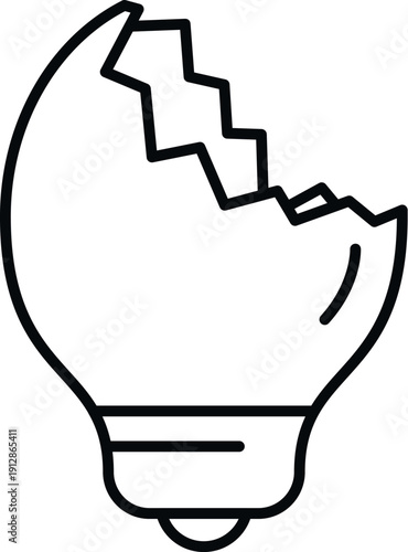 Broken lightbulb illustration symbolizing conceptual failure, crisis, and destroyed innovation