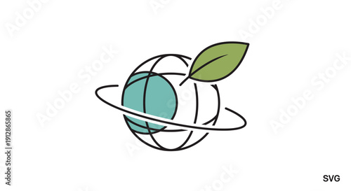 Green Leaf Orbiting Planet Earth Globe - Eco-friendly Concept