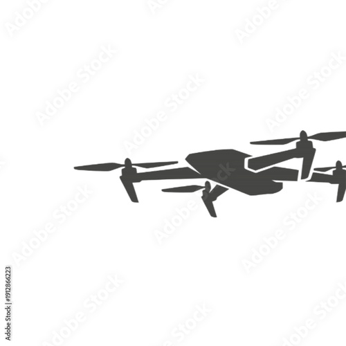 Modern Quadcopter Drone Silhouette Isolated on White Background